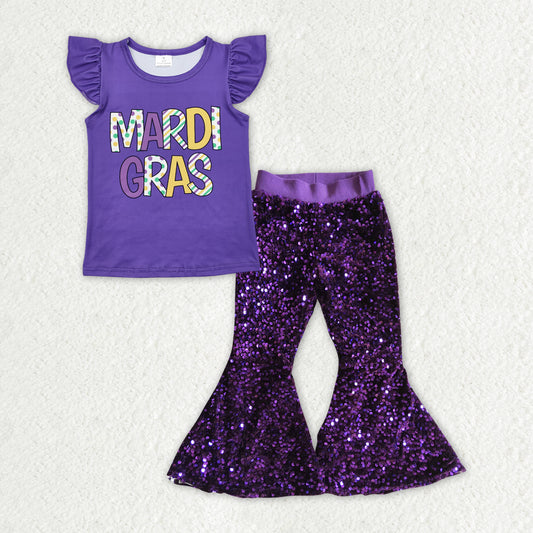 GSPO1937 RTS Mardi Gras purple leopard girl outfit 202412