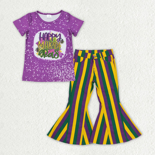 GSPO1939 组合 RTS Mardi Gras purple stripe jeans girl outfit 202412