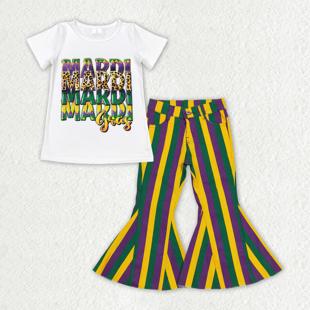 GSPO1940组合 RTS Mardi Gras purple stripe jeans girl outfit 202412