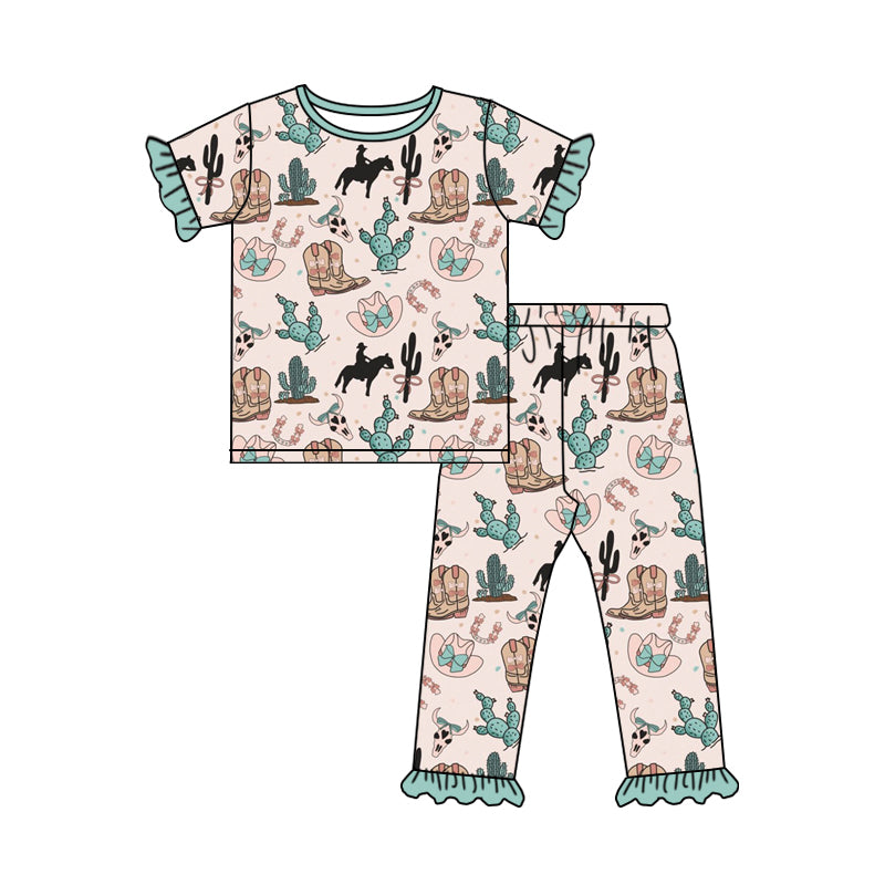 GSPO1954  boots cactus girl sibling girl pajamas outfit 202412 preorder