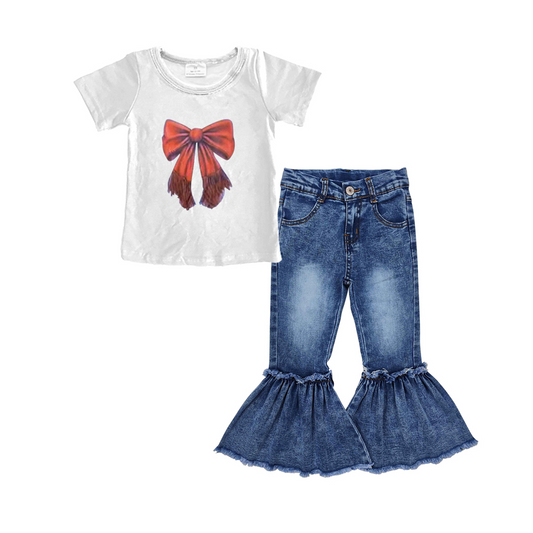 GSPO1998 bow western blue denim jeans girl outfit 202502 RTS