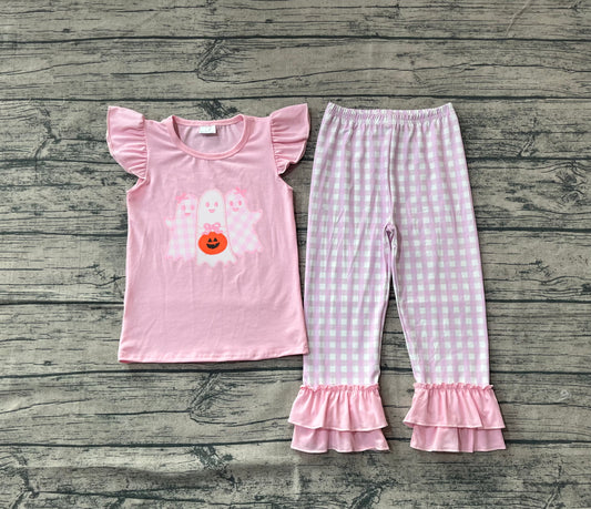GSPO2058 embroidery Halloween boo pink girl outfit 202508 preorder