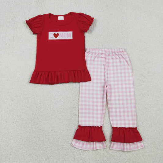GSPO2071 embroidered I love mum girl outfit 202510 RTS
