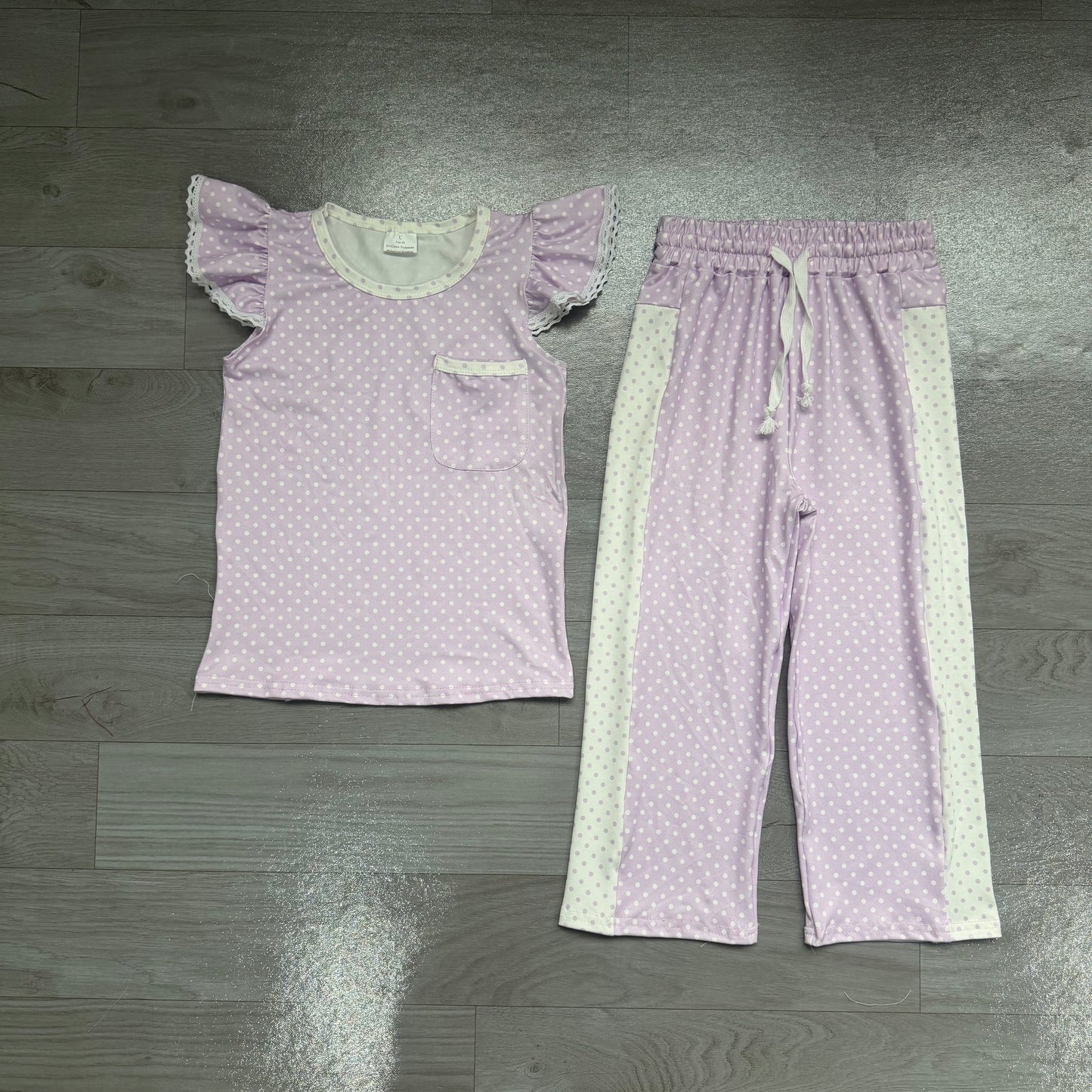 GSPO2328 Purple dots girl flare Pants outfit Set 202607 preorder