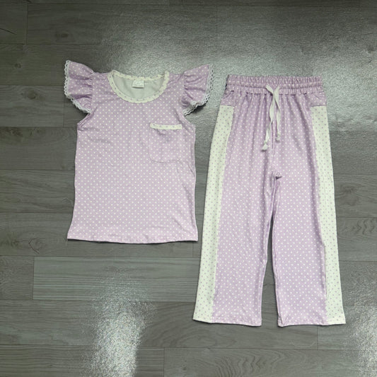 GSPO2328 Purple dots girl flare Pants outfit Set 202607 preorder