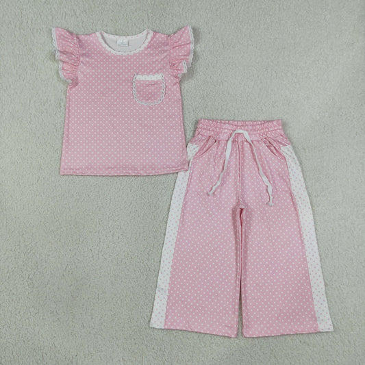 GSPO2330 pink dots girl Pants outfit Set 202608 RTS