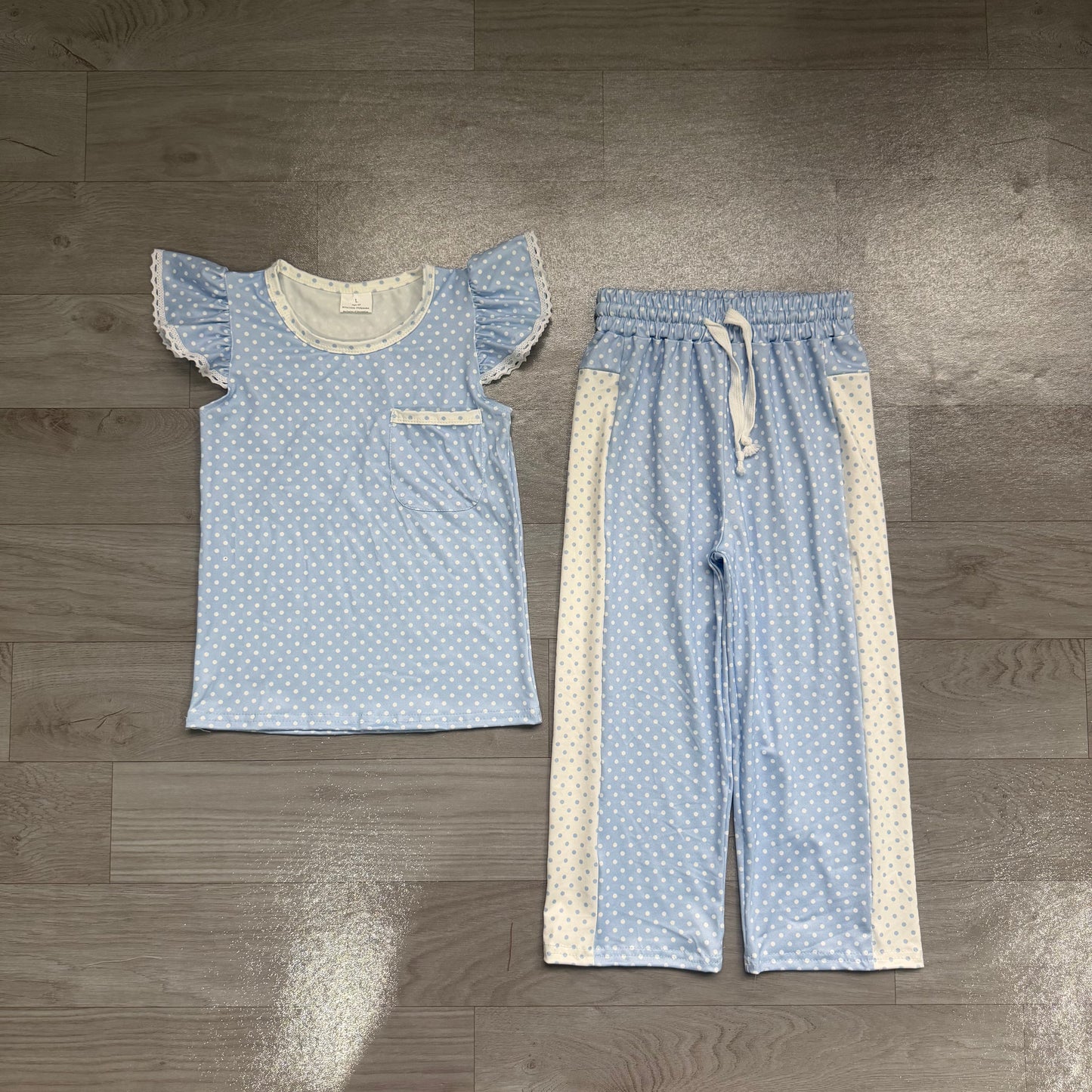 GSPO2331 blue dots girl Pants outfit Set 202607 preorder
