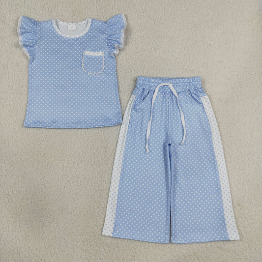 GSPO2331 blue dots girl Pants outfit Set 202608 RTS
