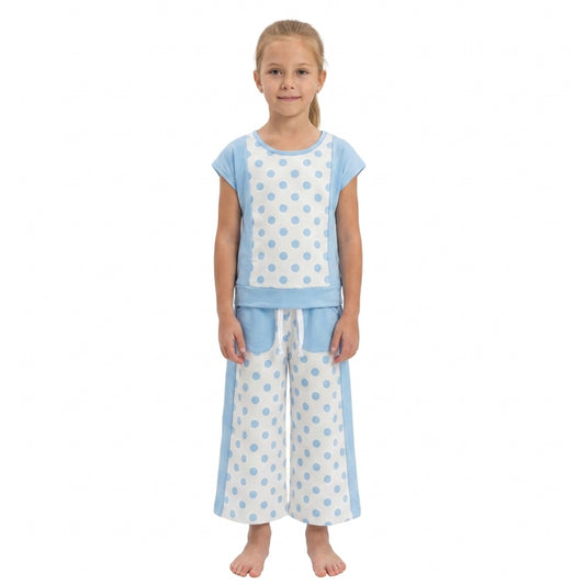 RTS GSPO2334 yoga Kids Athletic Patchwork Short Sleeve Top Wide Leg Pants Set 202608
