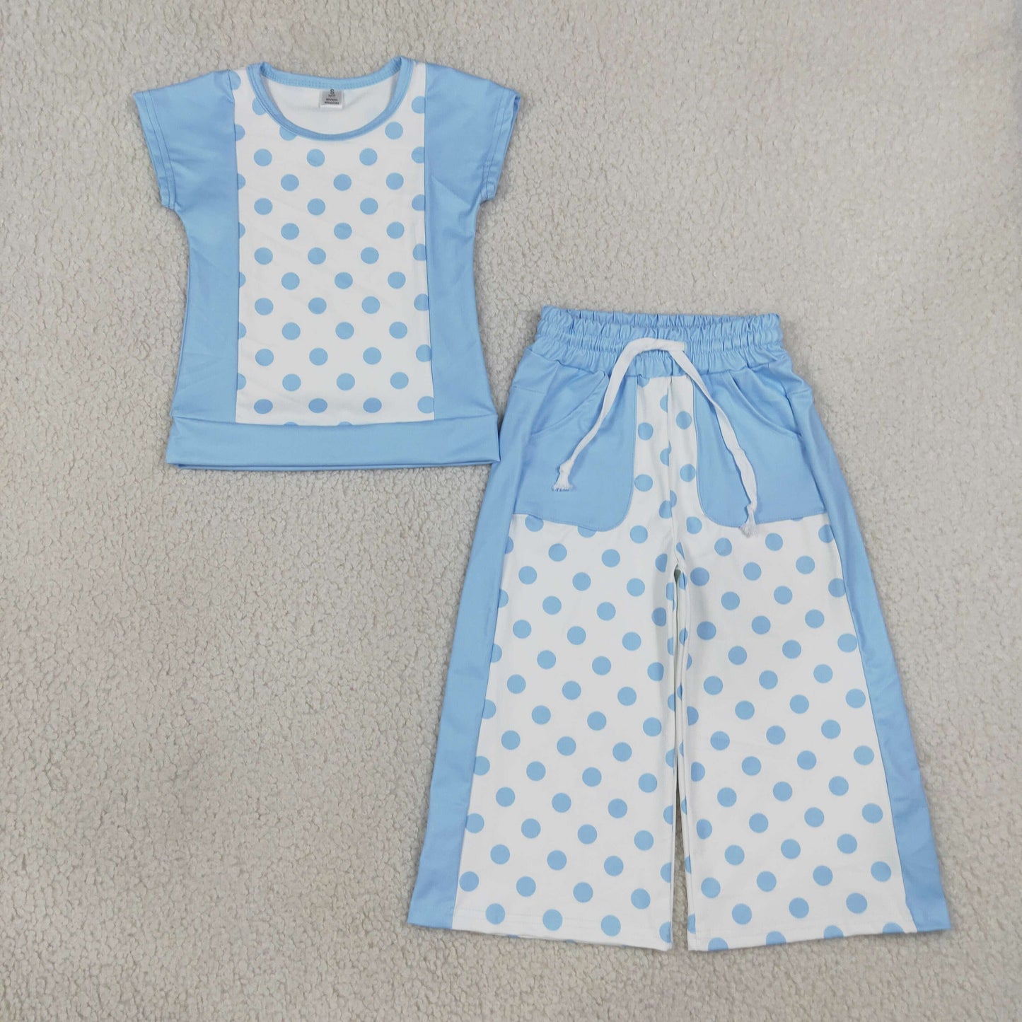 RTS GSPO2334 yoga Kids Athletic Patchwork Short Sleeve Top Wide Leg Pants Set 202608