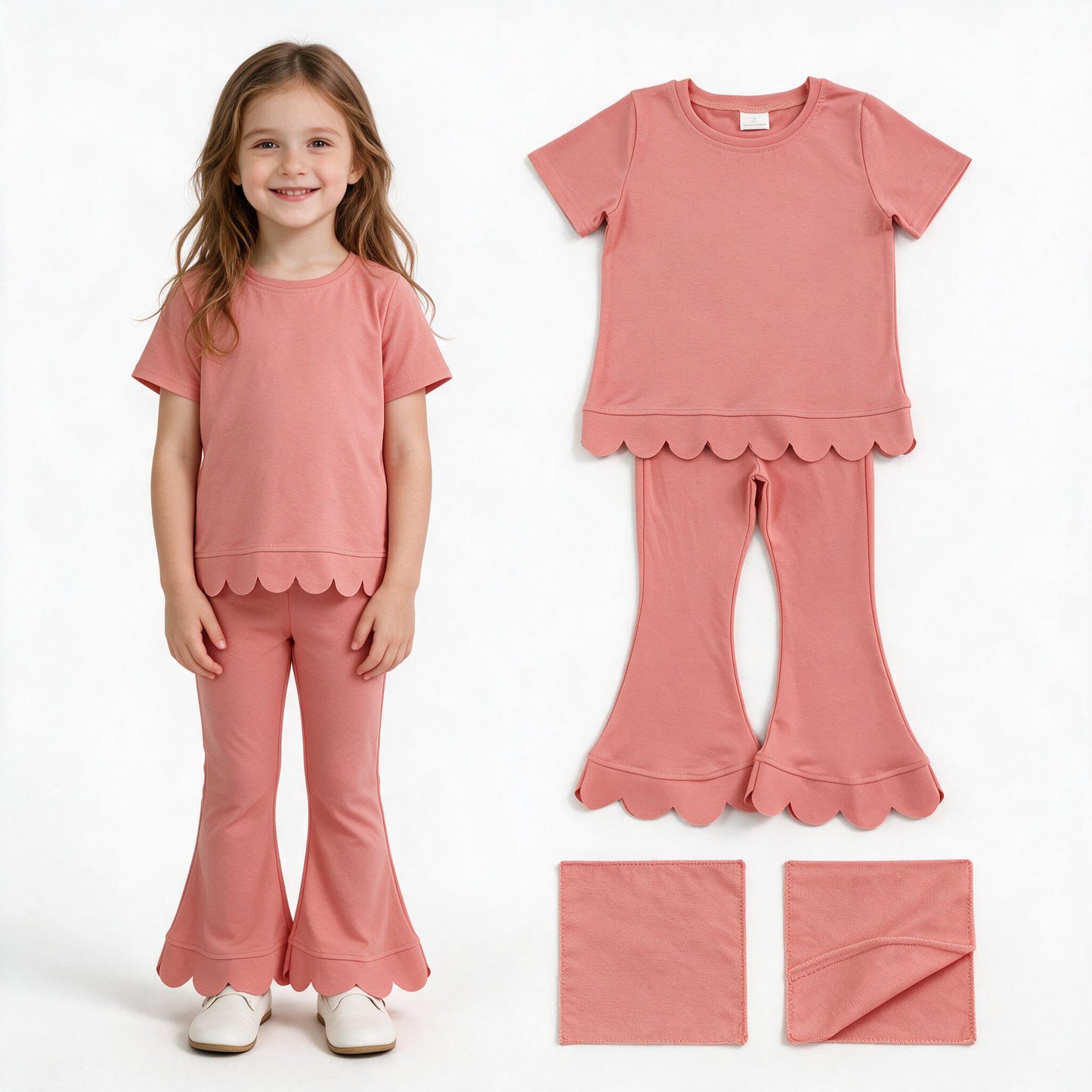 GSPO2338组合，GT1768+P1076 orange solid girl Pants cotton outfit Set 202608 RTS