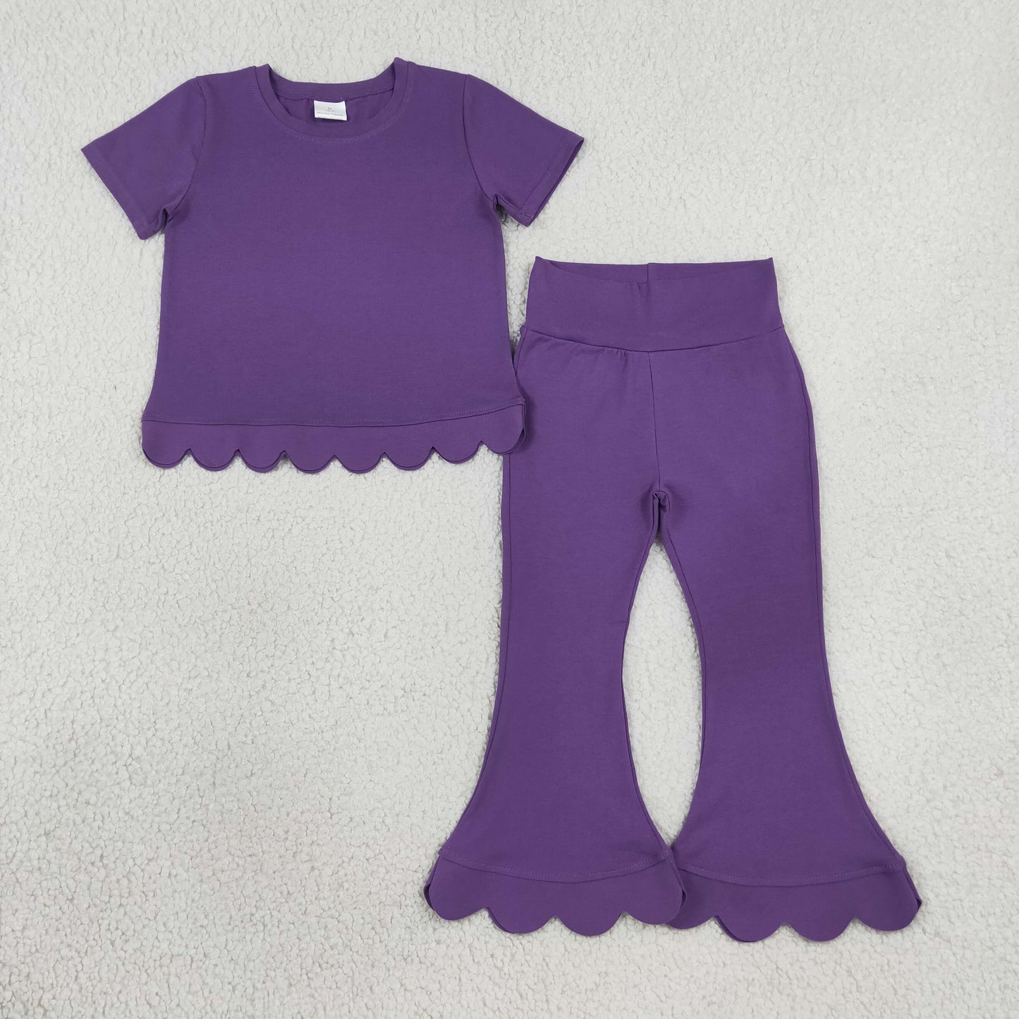 GSPO2346 Girls purple yoga flannel pants Scallop Edge 202608 RTS