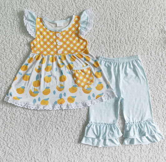 PROMOTION GSSO0092   lemon short sleeve shorts summer girl outfit 202404 RTS