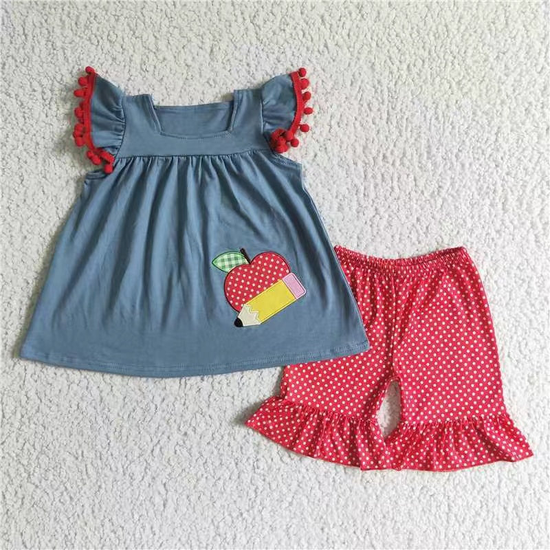 GSSO0345 back to school short sleeve shorts girl outfit 20230610 RTS