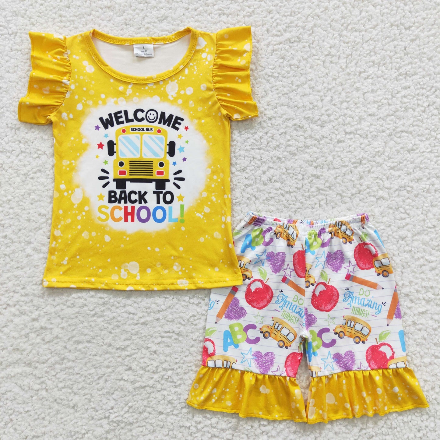 GSSO0345 back to school short sleeve shorts girl outfit 20230610 RTS