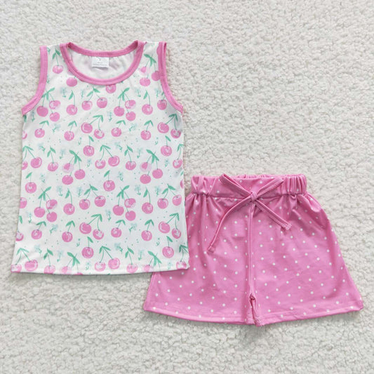 GSSO0323  fruit cherry short sleeve shorts summer girl outfit 20230511 RTS