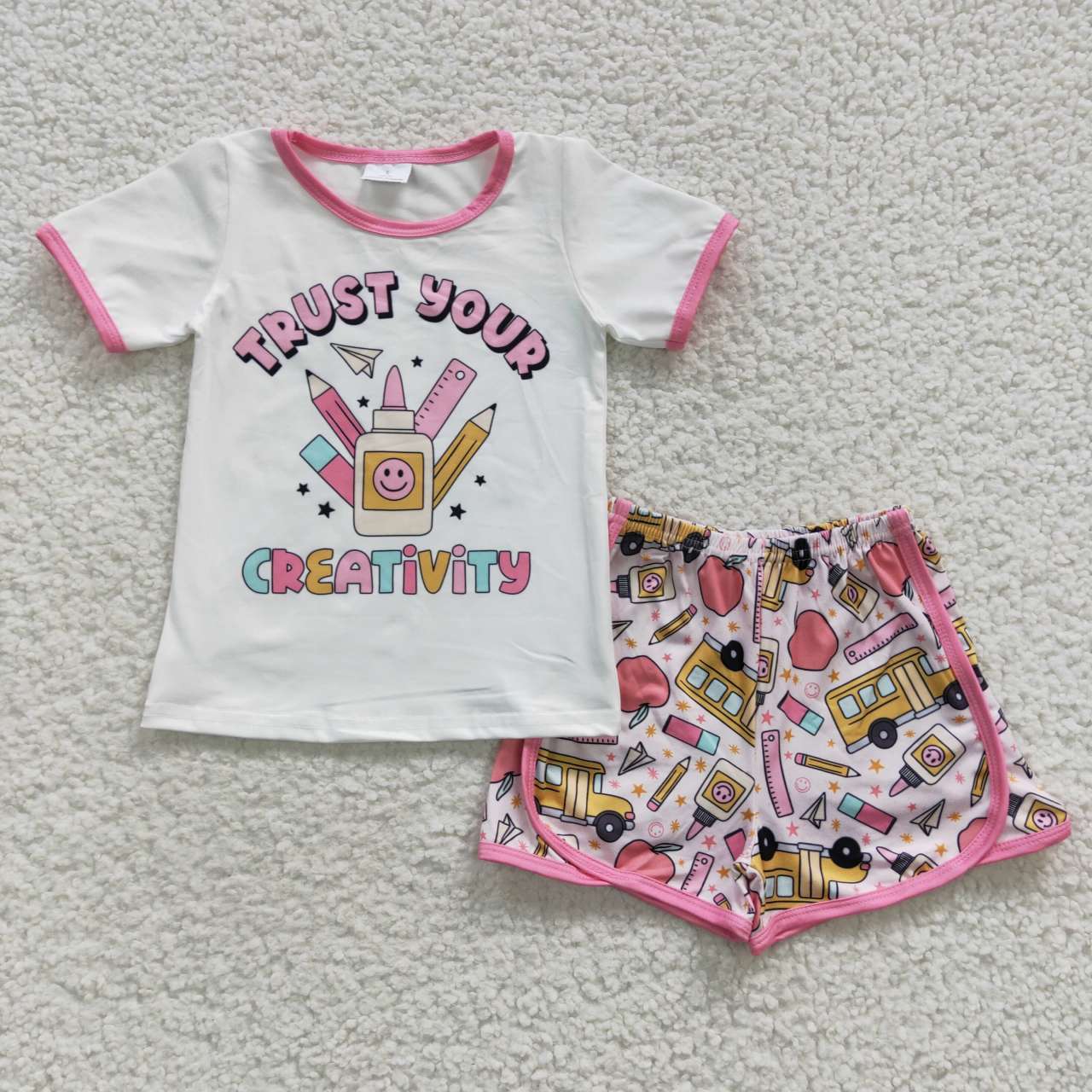 GSSO0336 back to school short sleeve shorts girl boy outfit 20230526 RTS