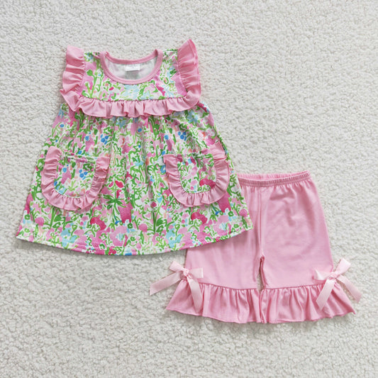 GSSO0338 flowers ruffle shorts summer girl outfit 20230613 RTS