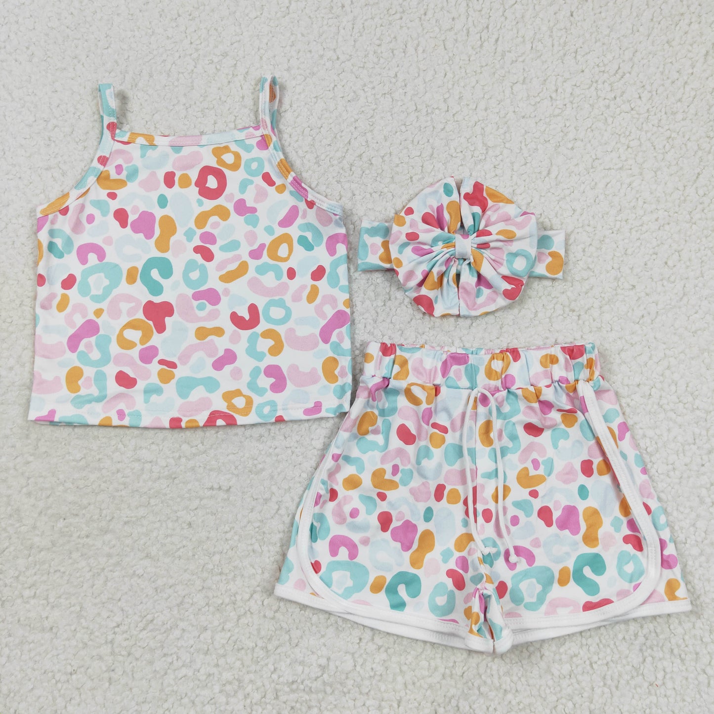 GSSO0342  headband 3pcs smile face shorts summer set girl outfit 20230614 RTS