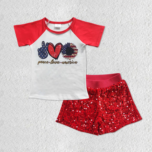 GSSO0351 western 4th of July shorts jeans Sequin shorts girl summer outfit  20230515 RTS