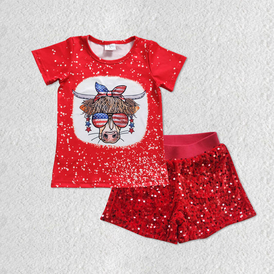 GSSO0352 western 4th of July shorts jeans Sequin shorts girl summer outfit  20230515 RTS