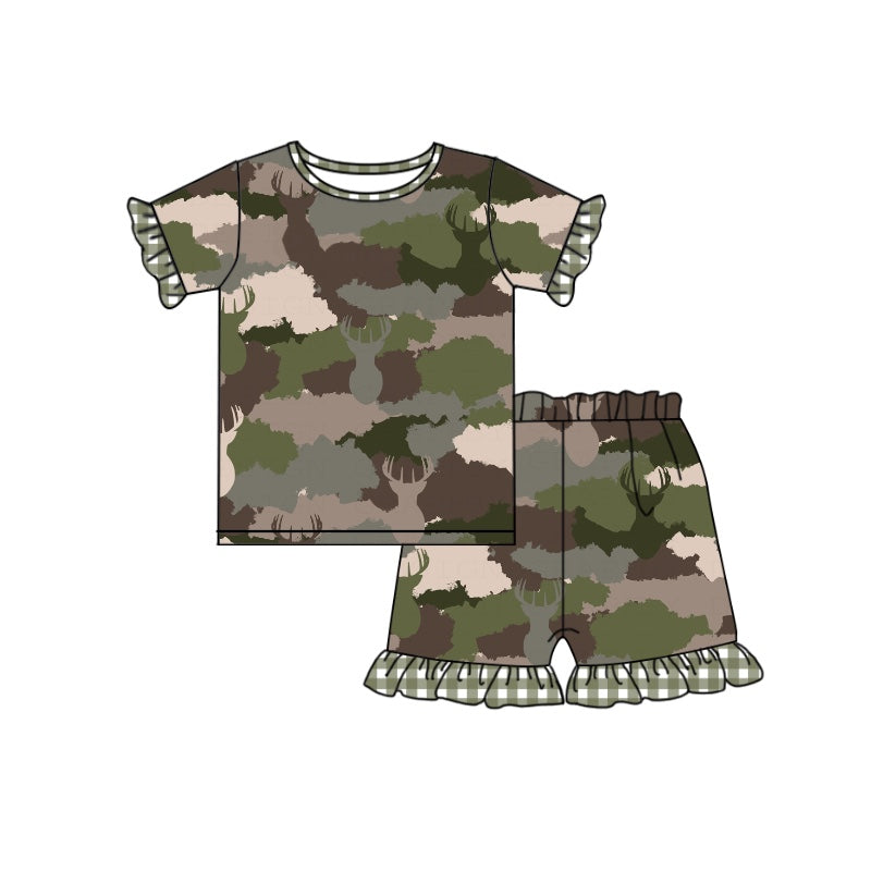 GSSO0396 preorder deer western short sleeve camo girl shorts outfit 202231109