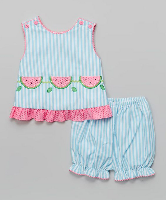 GSSO0398 Embroidery watermelon short sleeve girl shorts outfit 202403 RTS