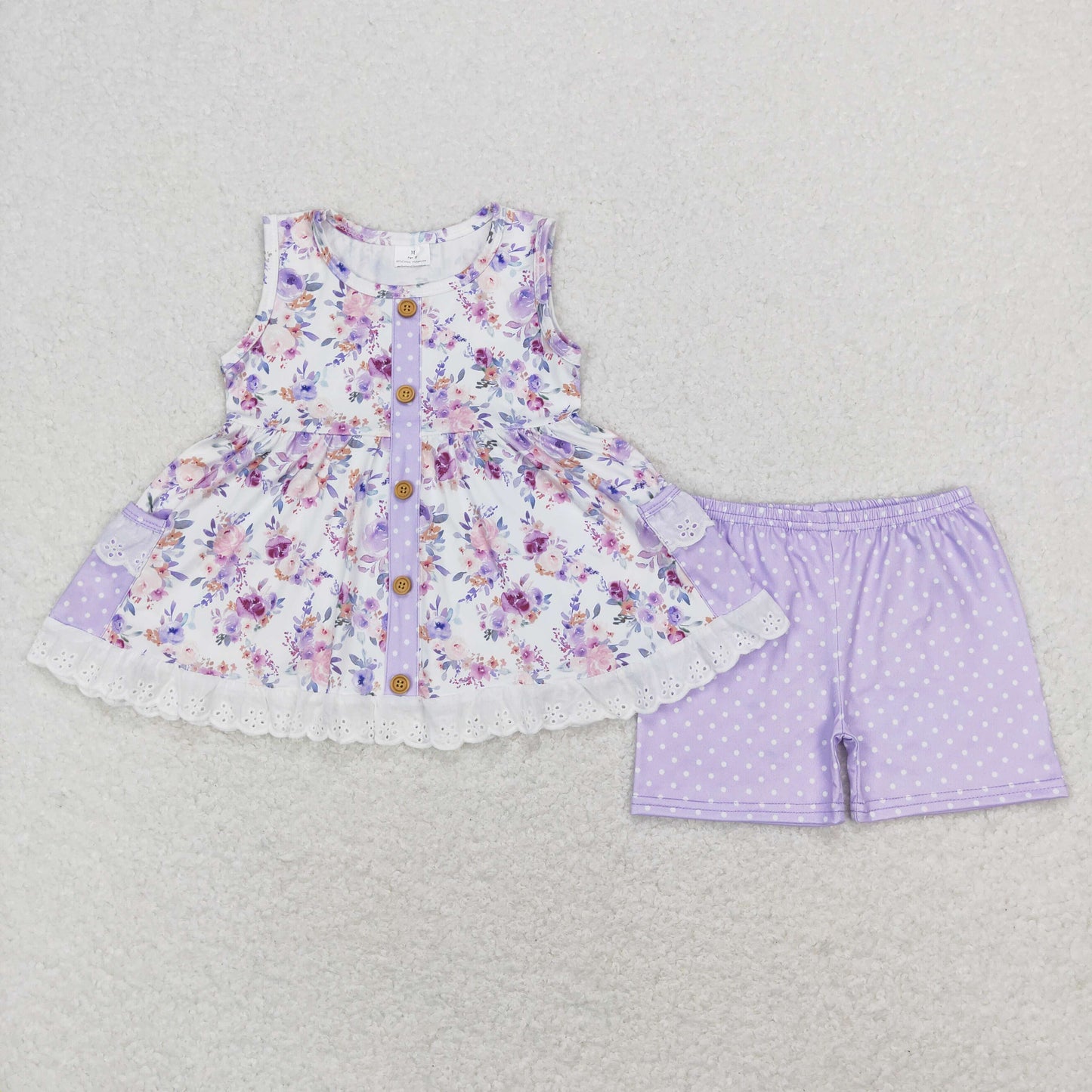 GSSO0402 western purple flowers short sleeve girl shorts outfit 2022312