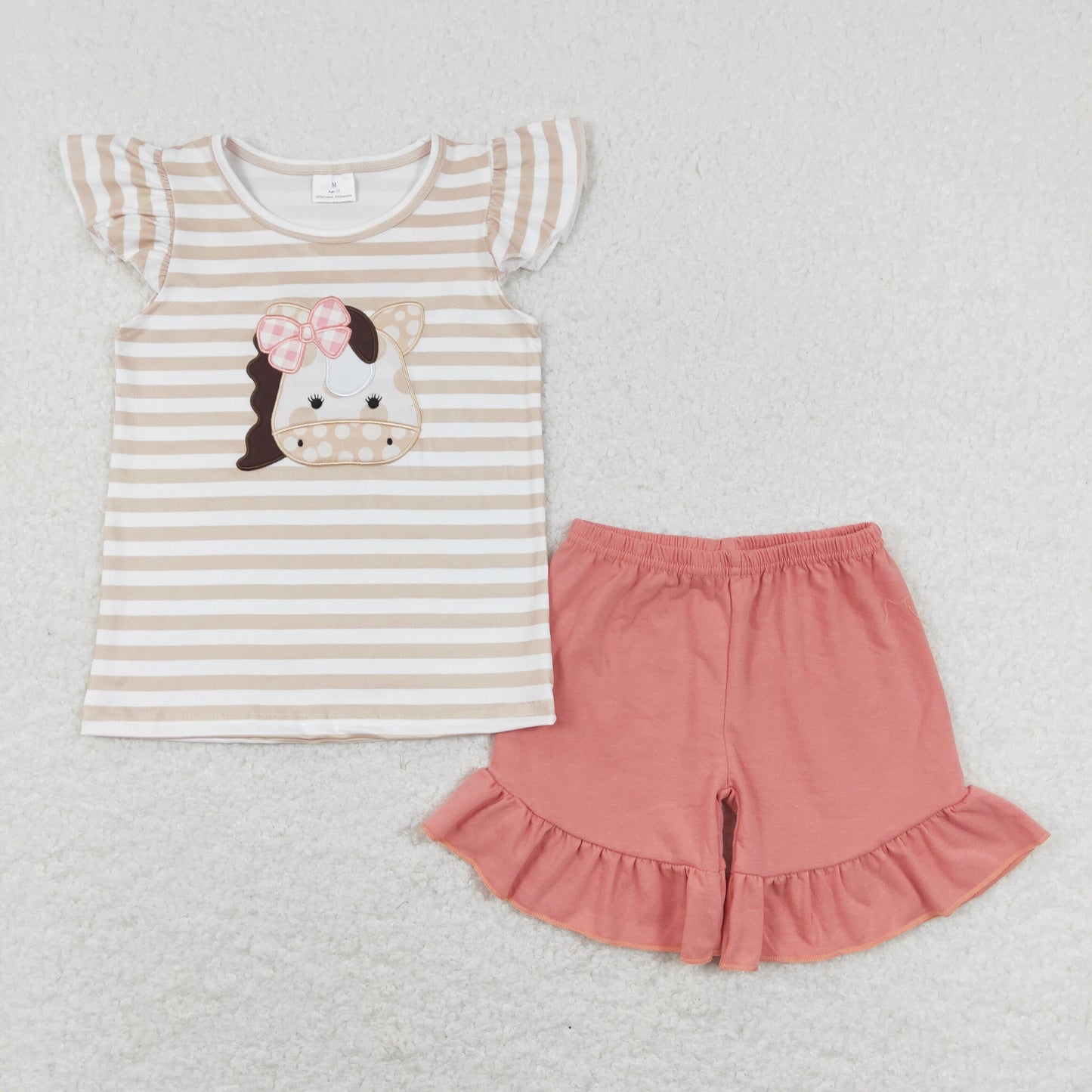 GSSO0423 RTS embroidery cow shorts girl summer outfit 202401