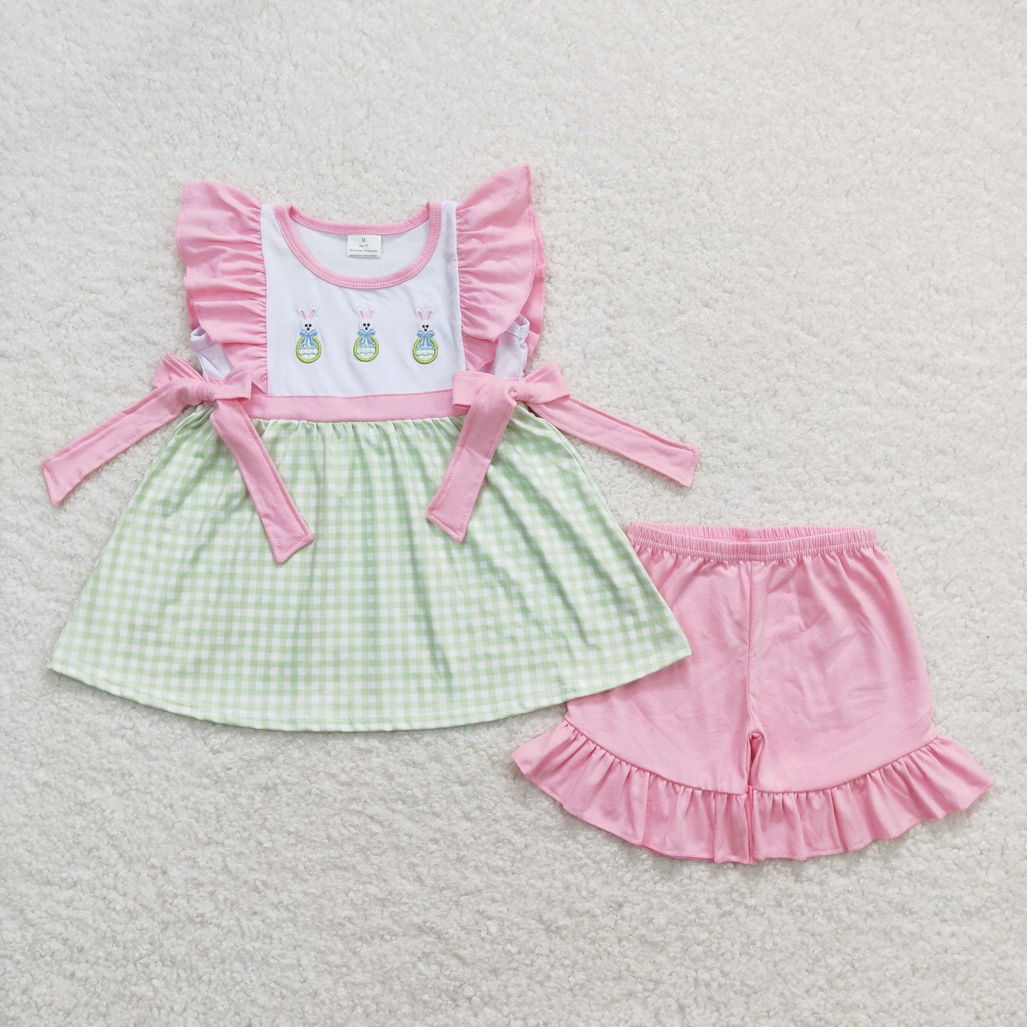 GSSO0436 rts  embroidery Easter girl shorts outfit 202403