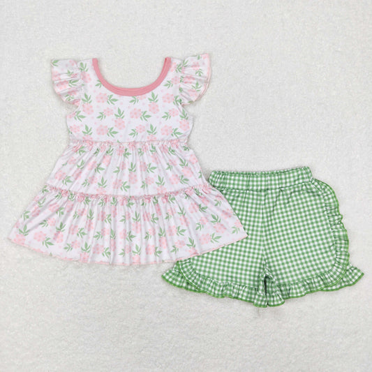 GSSO0440 flower Easter short sleeve girl shorts outfit 2022312 RTS