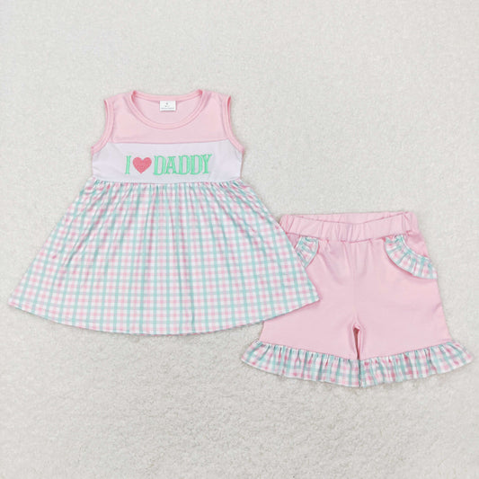 GSSO0441 RTS embroidery love daddy shorts girl summer outfit 202312