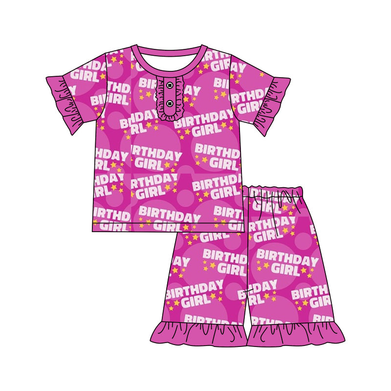 GSSO0461 western star happy birthday short sleeve girl shorts outfit preorder 20231130