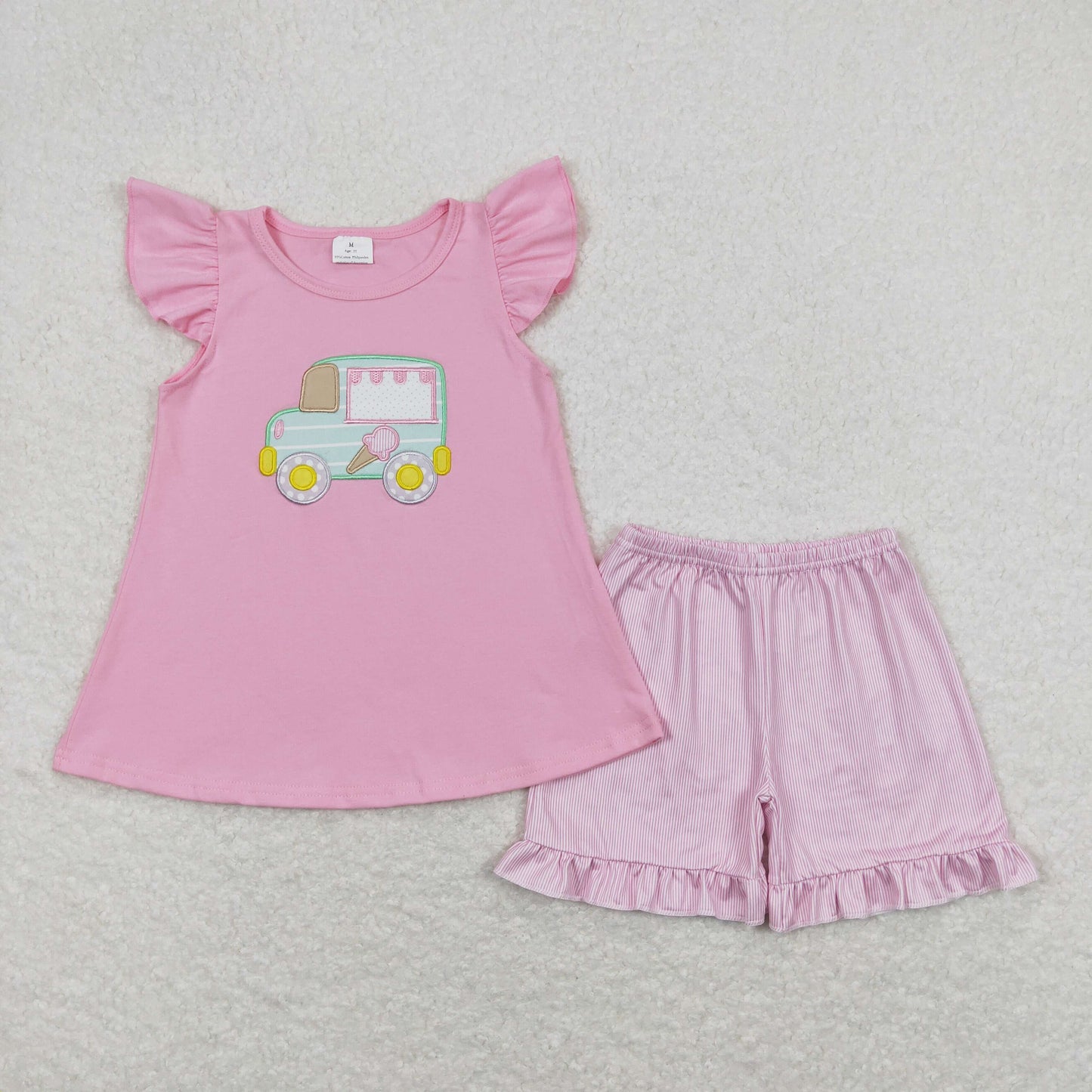 GSSO0508  embroidery bus girl shorts outfit 202404 rts