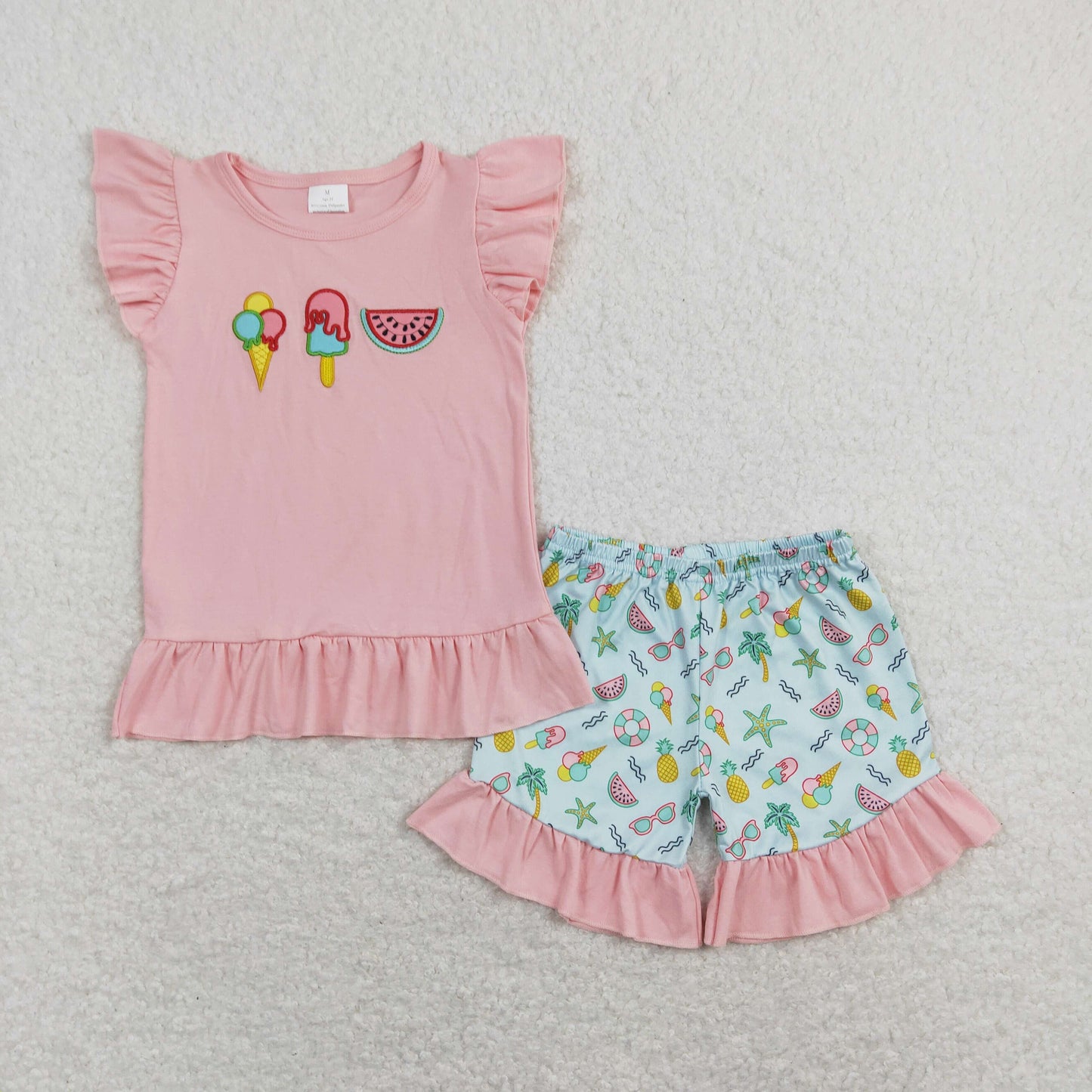 GSSO0509 RTSice popsicle embroidery  girl shorts outfit 202402