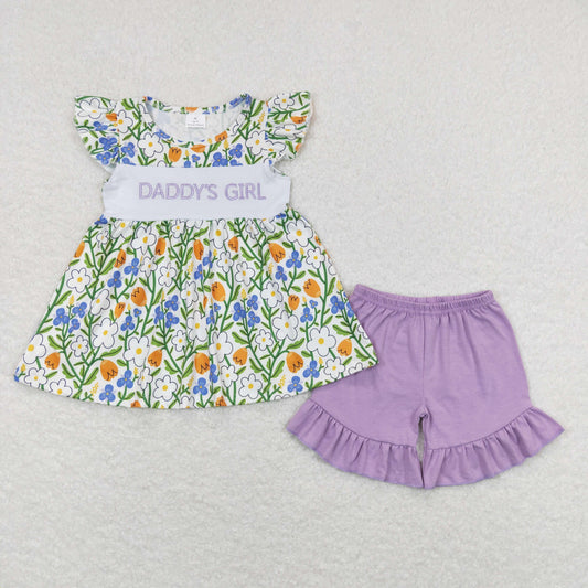 GSSO0557 embroidery girl shorts daddys girl outfit  202404 rts RTS