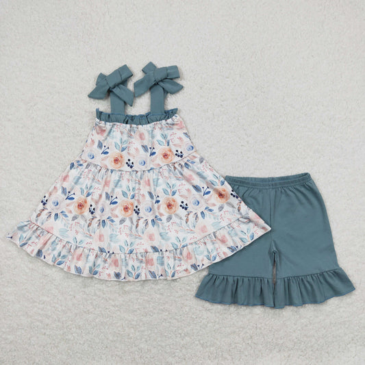 GSSO0562 flowers girl shorts outfit 202403  RTS