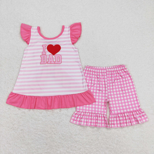 GSSO0563 embroidery love dad girl shorts outfit  202404 RTS