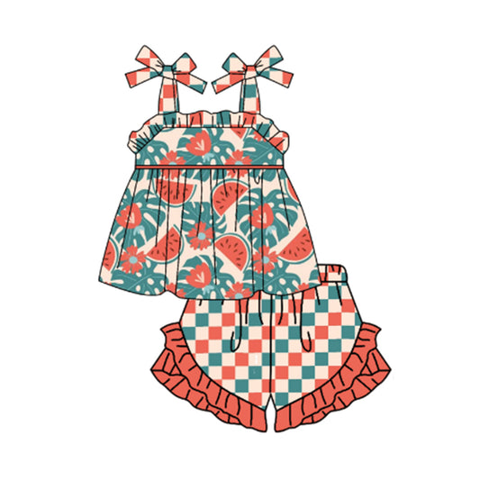 GSSO0571 CUSTOM MOQ3  Watermelon summer girl outfit