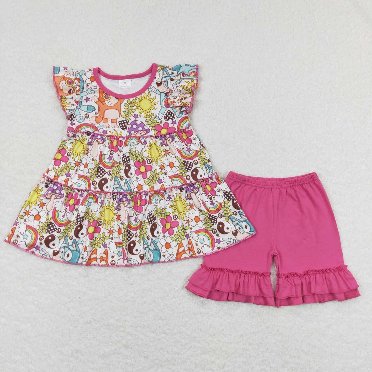 GSSO0625组合 western flower bluey dog girl shorts outfit RTS 202403