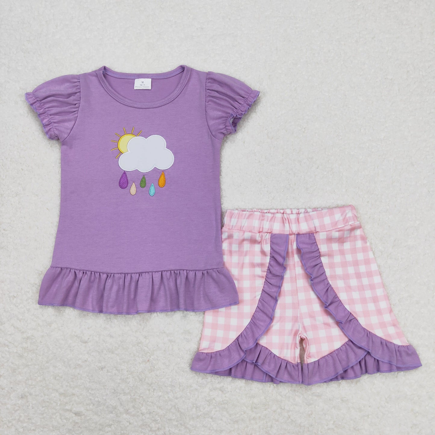 GSSO0657 embroidery cloudy rainy embroidery girl shorts outfit 202404