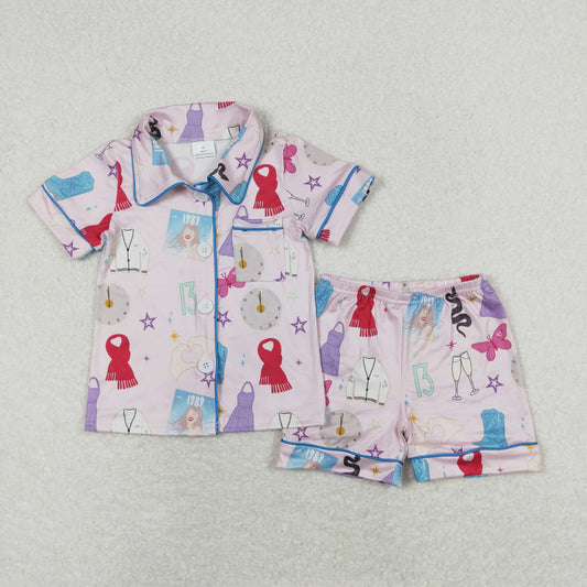 GSSO0678 taylor 1989 butterfly girl summer pajamas outfit 202404 rts