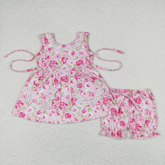 GSSO0685 western flower girl shorts outfit 202403 RTS