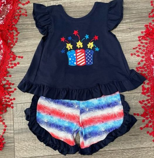 GSSO0687 4th July shorts girl summer outfit 202402 preorder