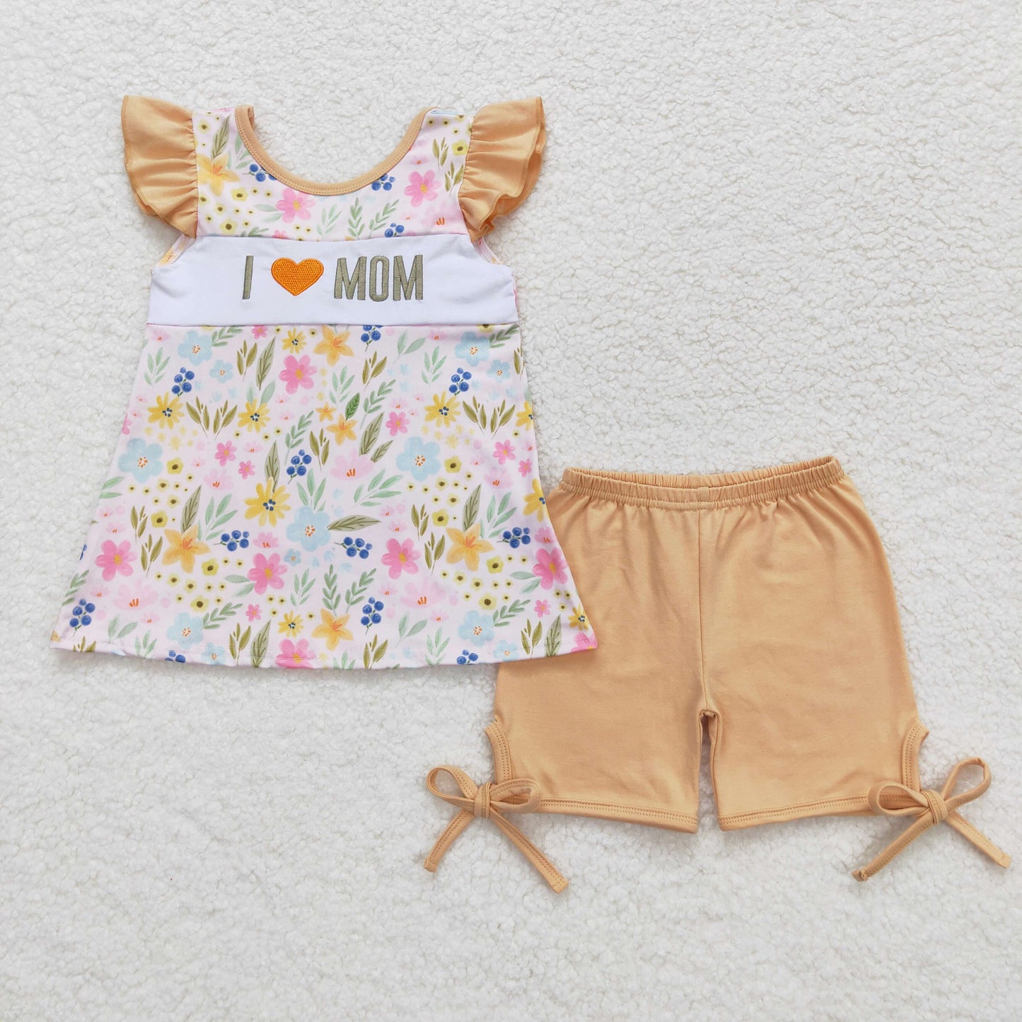 GSSO0696 embroidery flowers mom shorts girl summer pajamas outfit 202404 rts