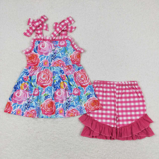 GSSO0700 flowers shorts girl summer outfit 202403 rts sibling