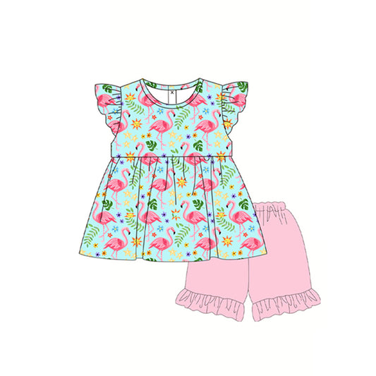 GSSO0745 preorder flamingo short sleeve shorts  summer girl outfit 202402