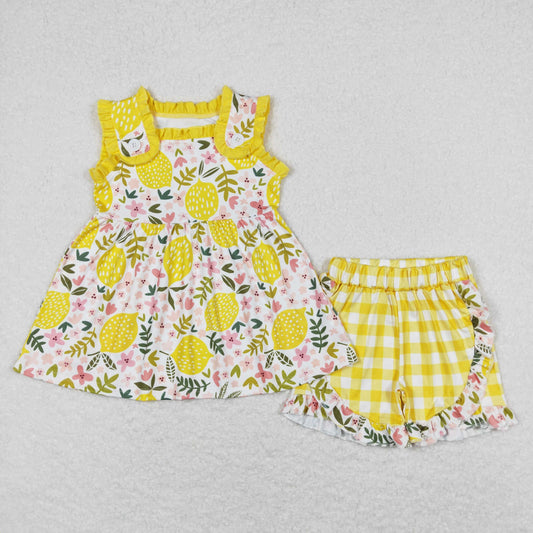 GSSO0752 lemon short sleeve shorts summer girl outfit 202404 RTS