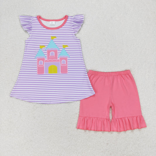 GSSO0775 embroidery shorts castle girl summer outfit 202405 RTS