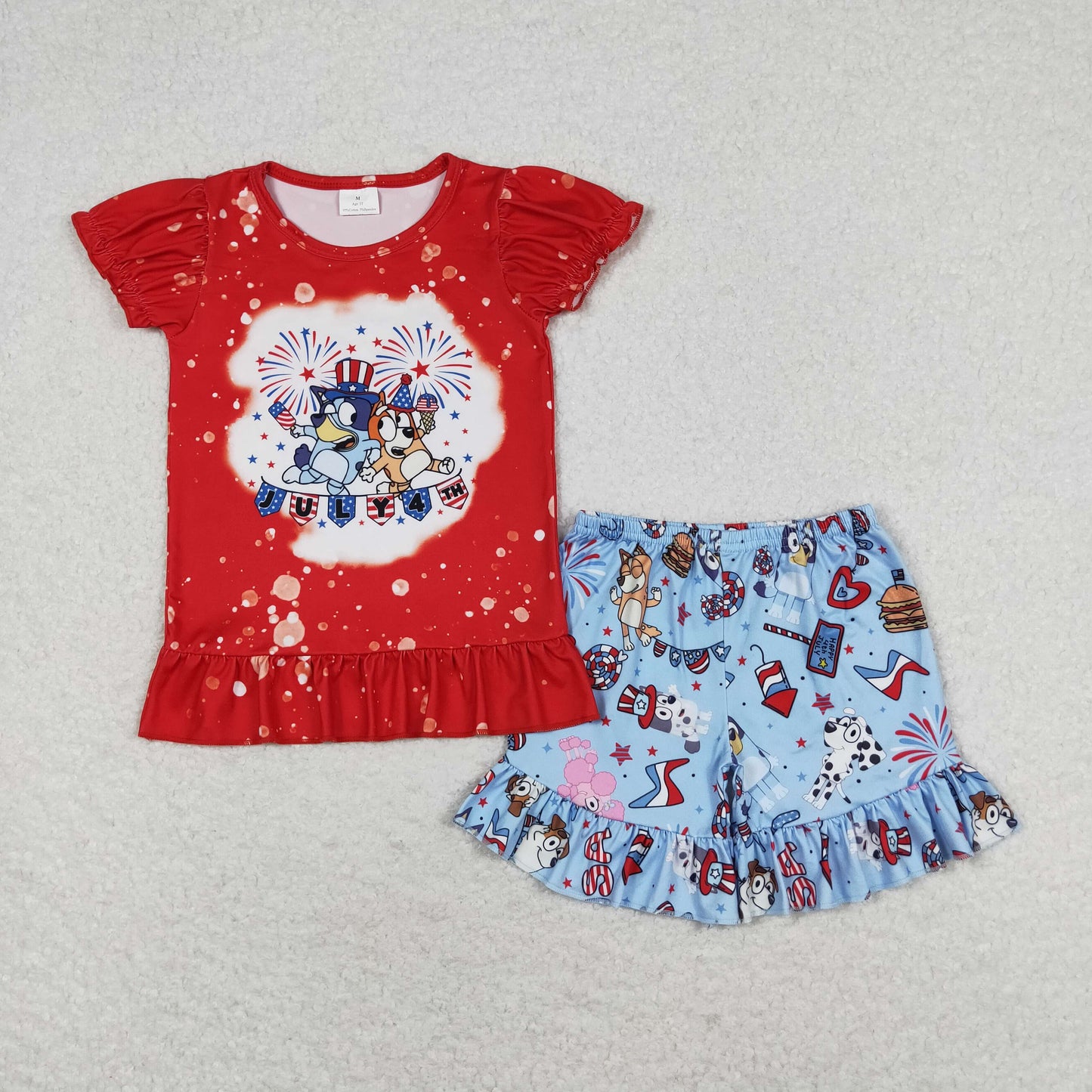 GSSO0804   short sleeve shorts bluey dog summer girl outfit 202405 RTS